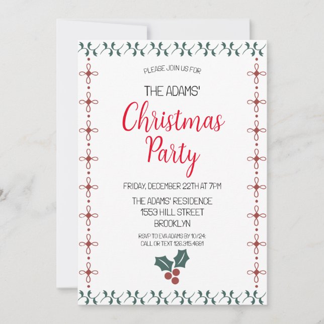 Invitación del partido de Navidades elegantes (Anverso)