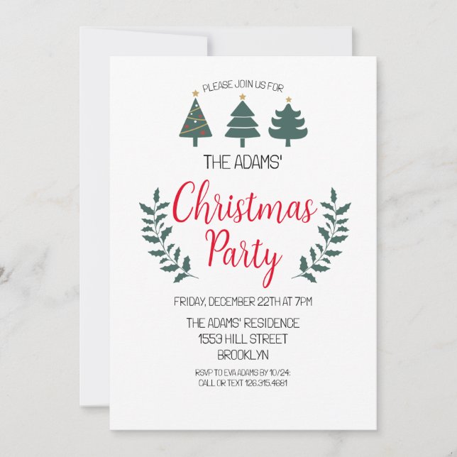 Invitación del partido de Navidades elegantes (Anverso)