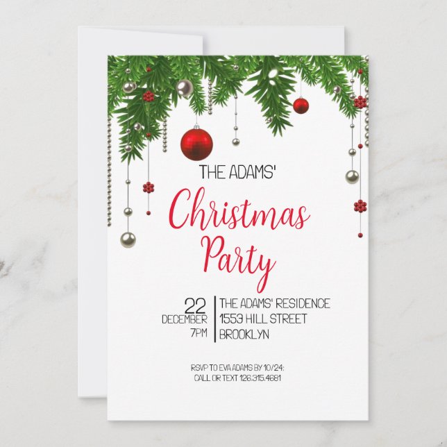 Invitación del partido de Navidades elegantes (Anverso)