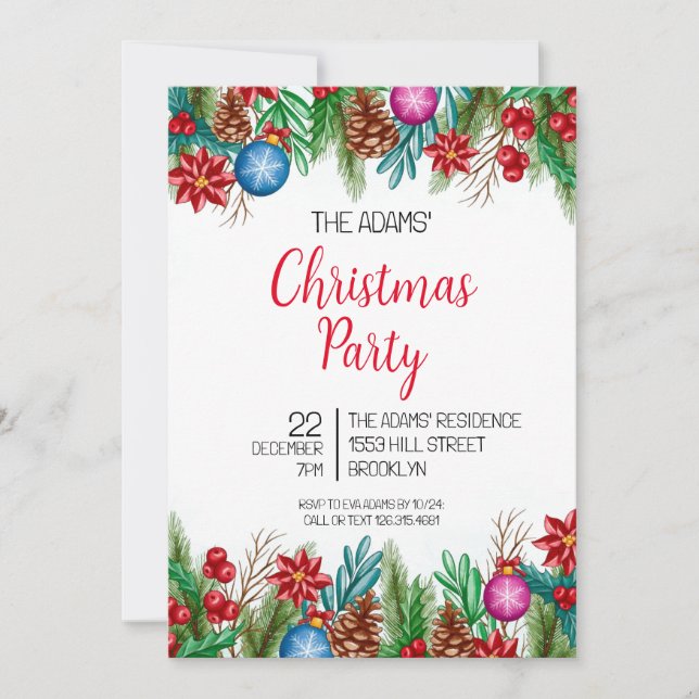 Invitación del partido de Navidades elegantes (Anverso)