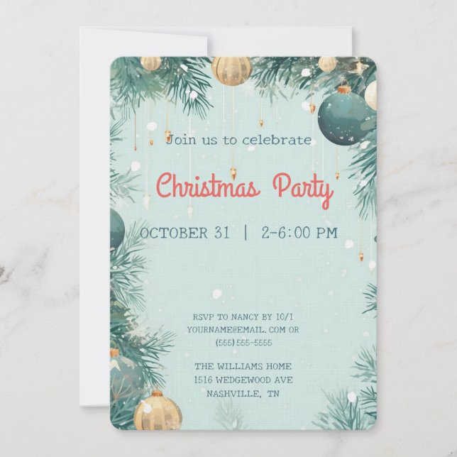 Invitación del partido de Navidades elegantes (Anverso)