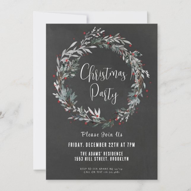Invitación del partido de Navidades elegantes (Anverso)