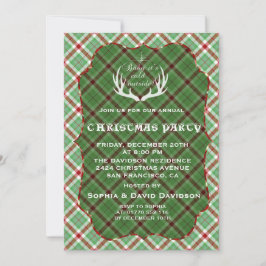 Invitación del partido de Navidades Green Plaid de