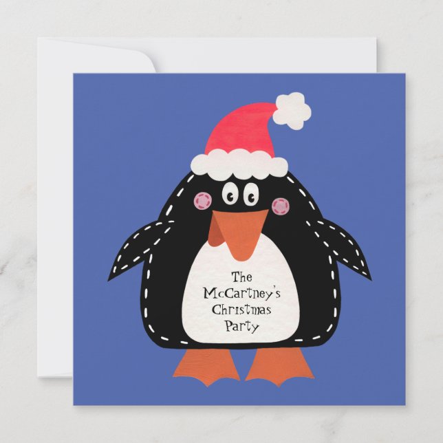 Invitación del partido de Navidades pingüinos pers (Anverso)