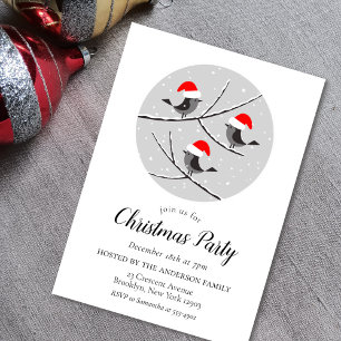 Invitación del partido de Navidades Red Santa Hat