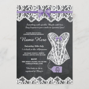 Invitación del partido de novias Chalk Lace Bow