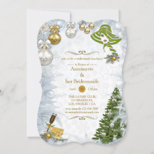 Invitación del partido de novias de Navidades blan