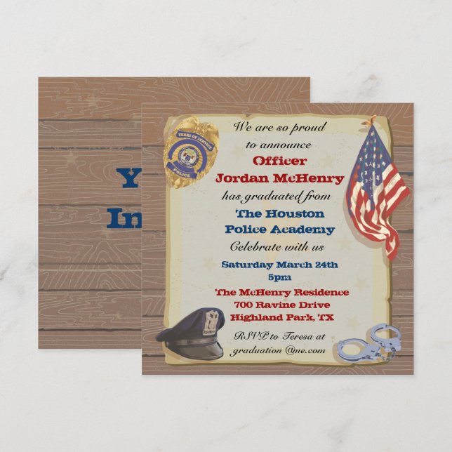 Invitación del partido de oficiales de policía (Anverso / Reverso)