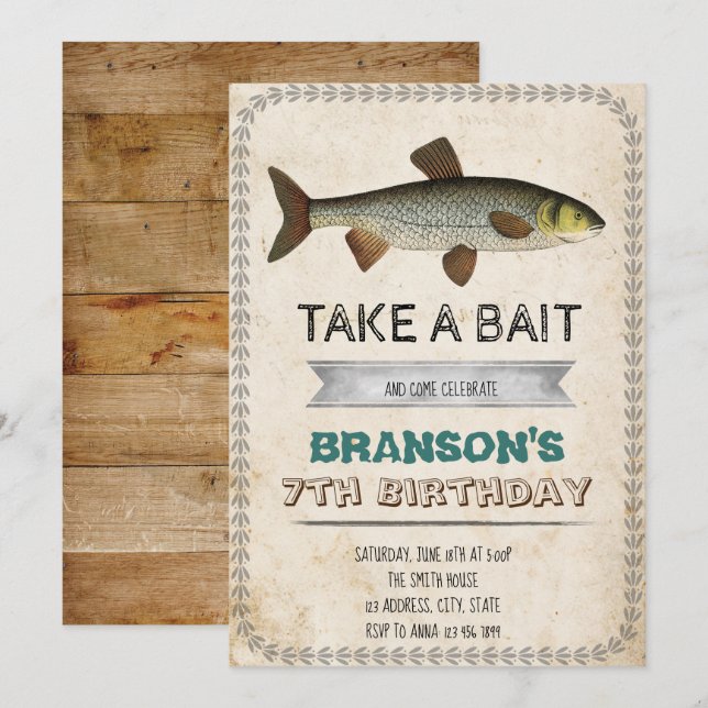 Invitación del partido de pesca de cosecha (Anverso / Reverso)