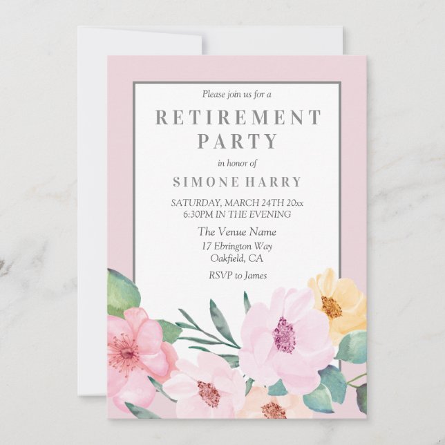 Invitación del partido de retiro de borde floral r (Anverso)