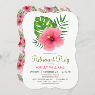Invitación del partido de retiro de flores rosadas