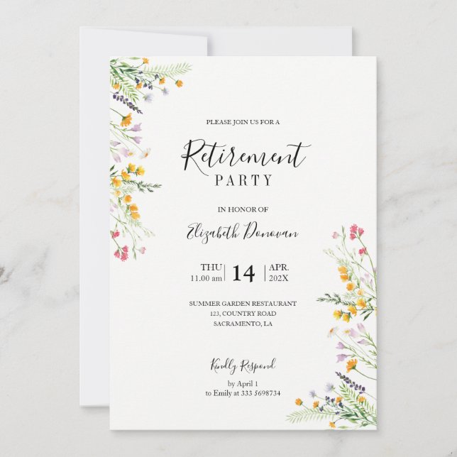 Invitación del partido de retiro de flores silvest (Anverso)