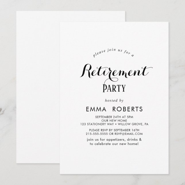 Invitación del partido de retiro de guiones modern (Anverso / Reverso)