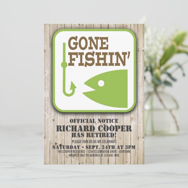 Invitación del partido de retiro Gone Fishin' (Anverso de pie)