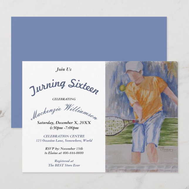 INVITACIÓN DEL PARTIDO DE TENIS DE 16 AÑOS (Anverso / Reverso)