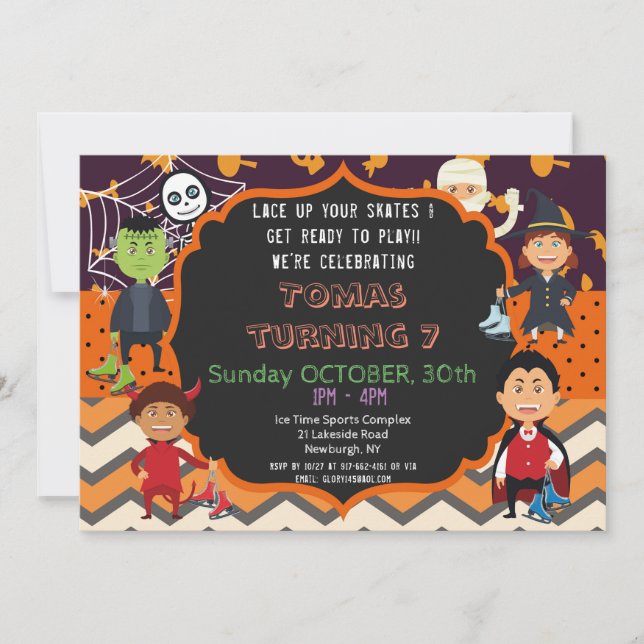 INVITACIÓN DEL PARTIDO DEL CUMPLEAÑOS DE HALLOWEEN (Anverso)