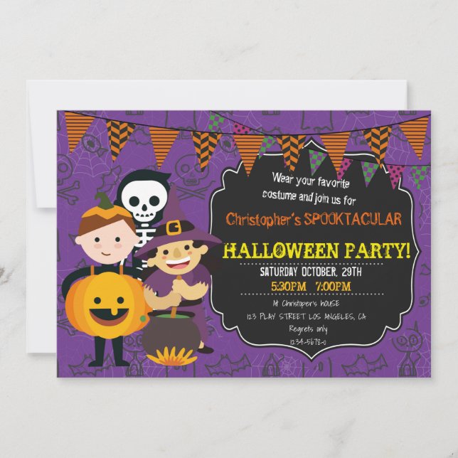 INVITACIÓN DEL PARTIDO DEL CUMPLEAÑOS DE HALLOWEEN (Anverso)