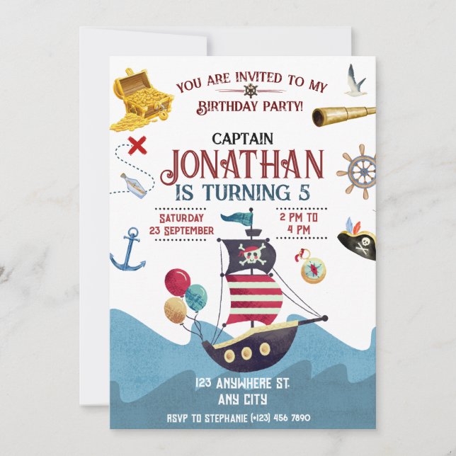 Invitación del Partido del Niño Ahoy al cumpleaños (Anverso)