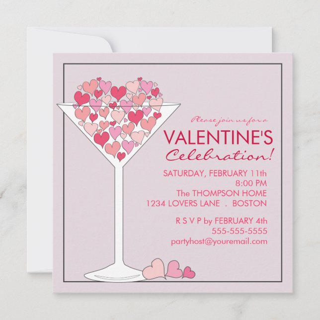 Invitación del partido Día de San Valentín Hearts  (Anverso)
