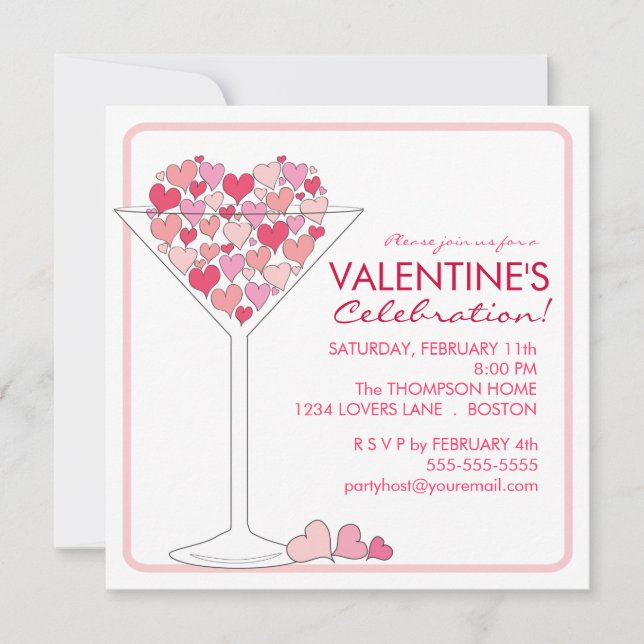 Invitación del partido Día de San Valentín Hearts  (Anverso)
