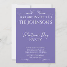 Invitación del partido Día de San Valentín púrpura