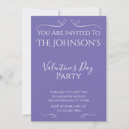 Invitación del partido Día de San Valentín púrpura