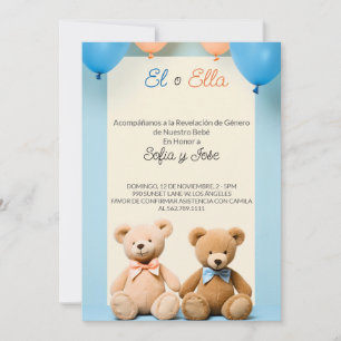 Invitación del partido español Teddy Bear Gender R