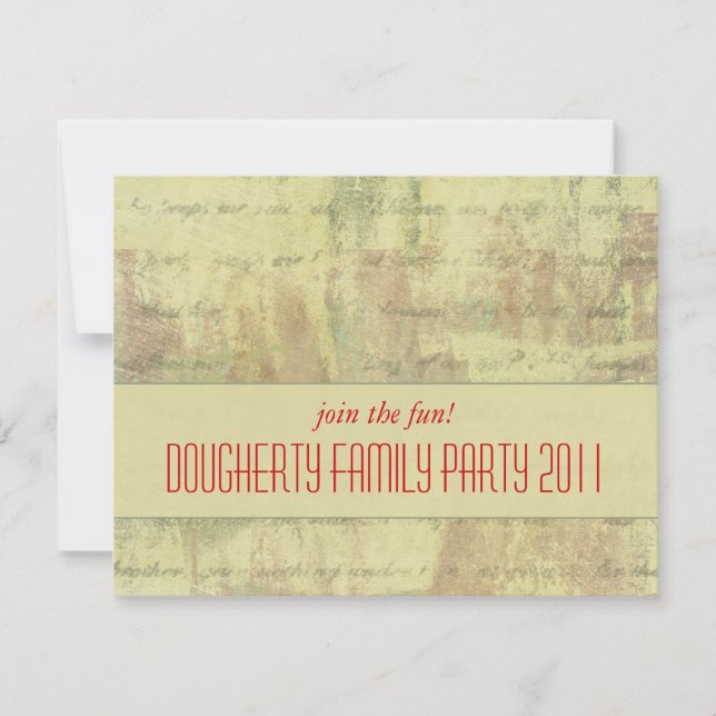 Invitación del partido familiar Antique Shabby (Anverso)