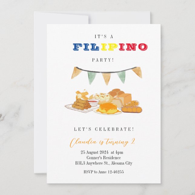 Invitación del partido filipino a la cena de cumpl (Anverso)