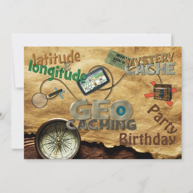 Invitación del partido Geocache - Personalizar (Anverso)