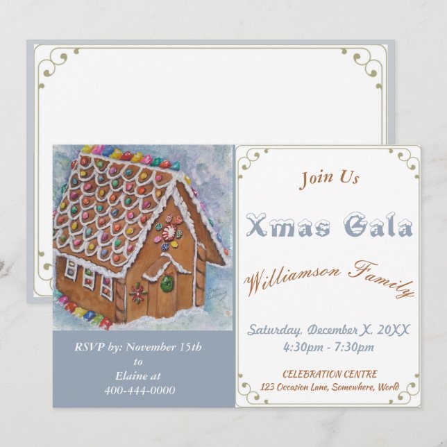 INVITACIÓN DEL PARTIDO GINGERBREAD HOUSE XMAS GALA (Anverso / Reverso)