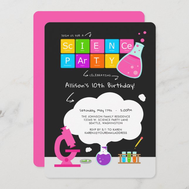 Invitación del partido Girly Science (Anverso / Reverso)