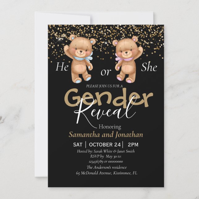 Invitación del partido GOLD Gender Reveal (Anverso)