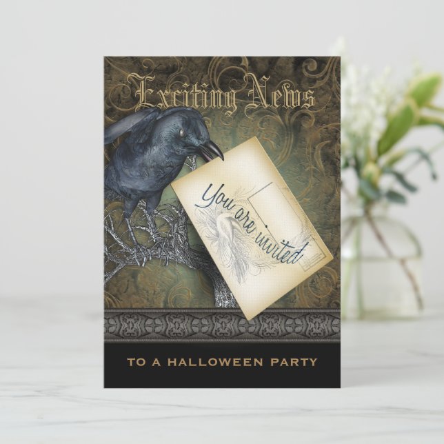 Invitación del partido gótico Black Crow (Anverso de pie)