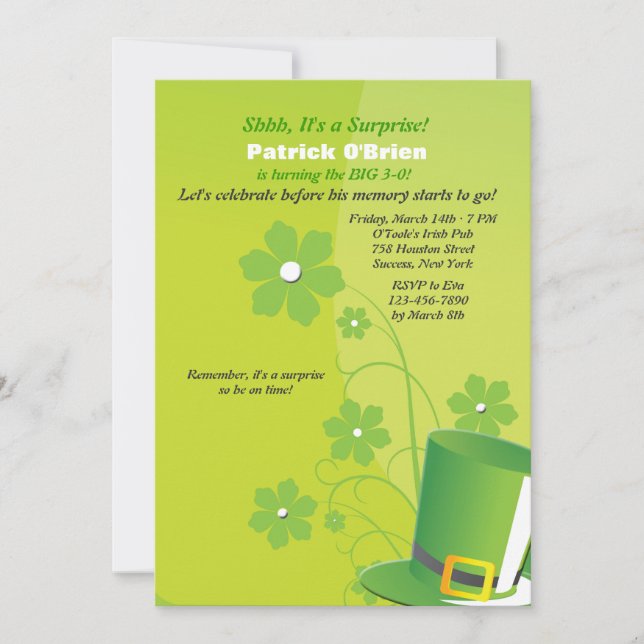 Invitación del partido Green Top Hat (Anverso)
