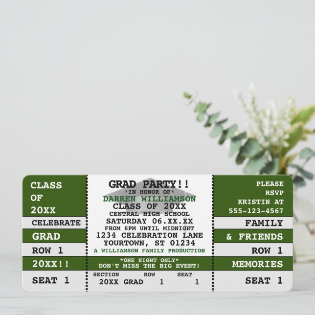 Invitación del partido Green|White Concert Ticket (Anverso de pie)