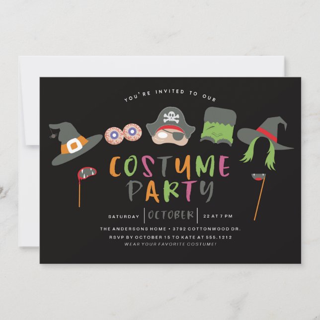 INVITACIÓN DEL PARTIDO HALLOWEEN COSTUME (Anverso)