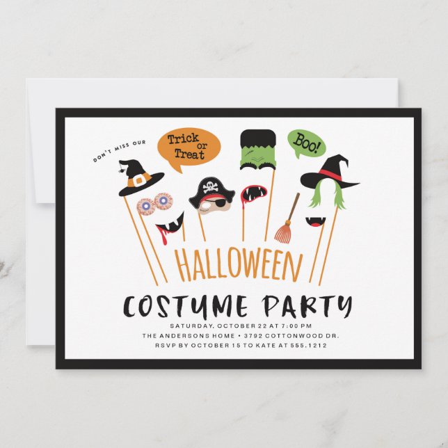 INVITACIÓN DEL PARTIDO HALLOWEEN COSTUME (Anverso)