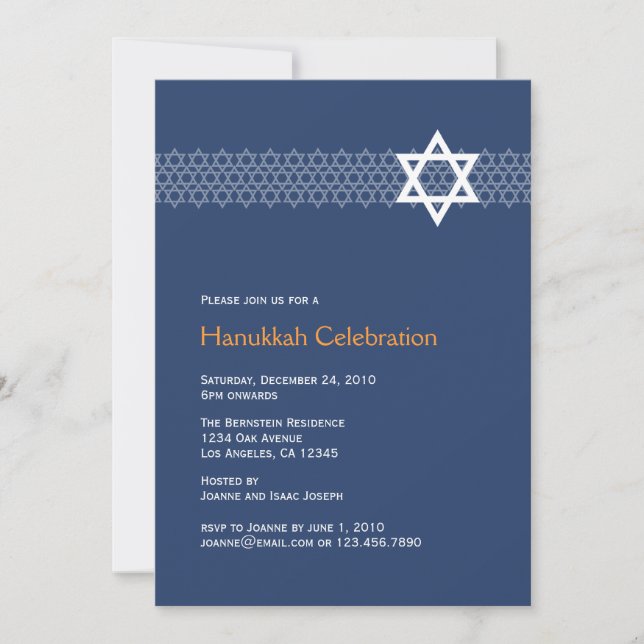 Invitación del partido Hanukkah, estrella brillant (Anverso)