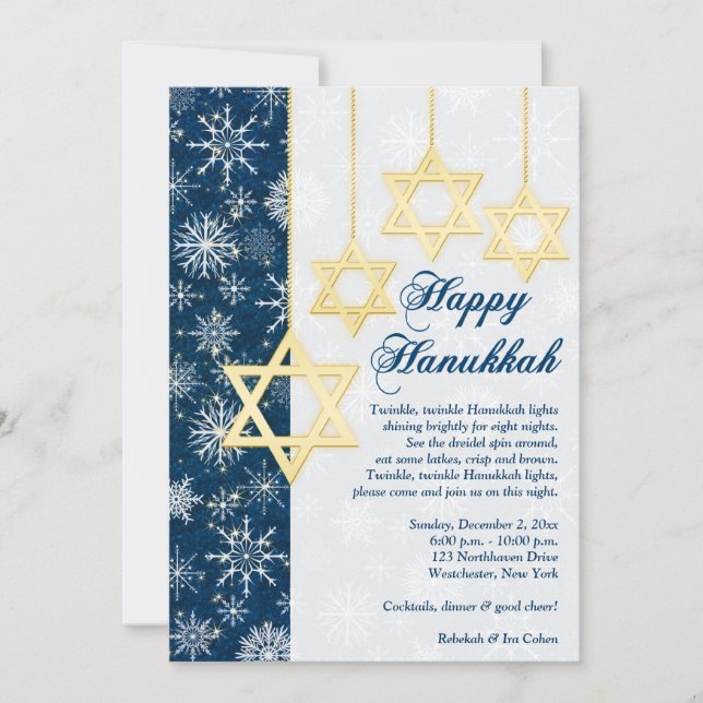Invitación del partido Hanukkah por los copos de n (Anverso)