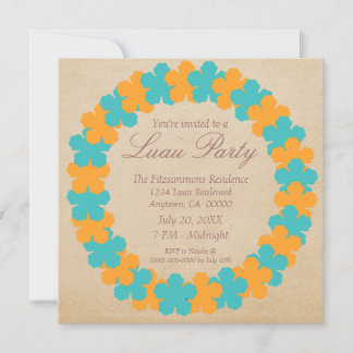 Invitación del partido hawaiano Lei Luau, Aqua y N