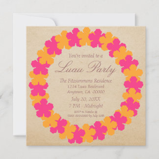 Invitación del partido hawaiano Lei Luau, rosado y