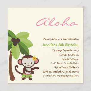 Invitación del partido Hula Monkey Luau