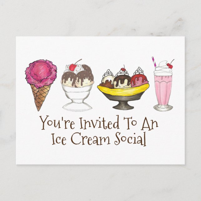 Invitación del partido Ice Cream Social Sundae Con (Anverso)
