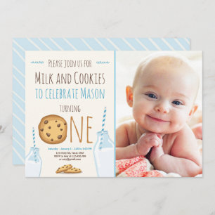 Invitación del partido Leche y Cookies Boy Cumplea