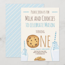 Invitación del partido Leche y Cookies Boy Cumplea