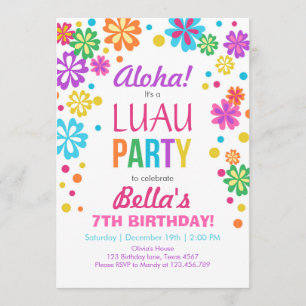 Invitación del partido Luau al cumpleaños tropical