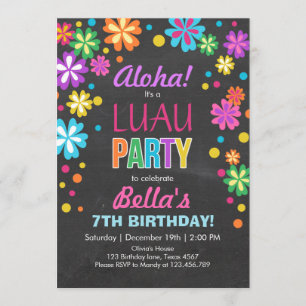 Invitación del partido Luau al cumpleaños tropical