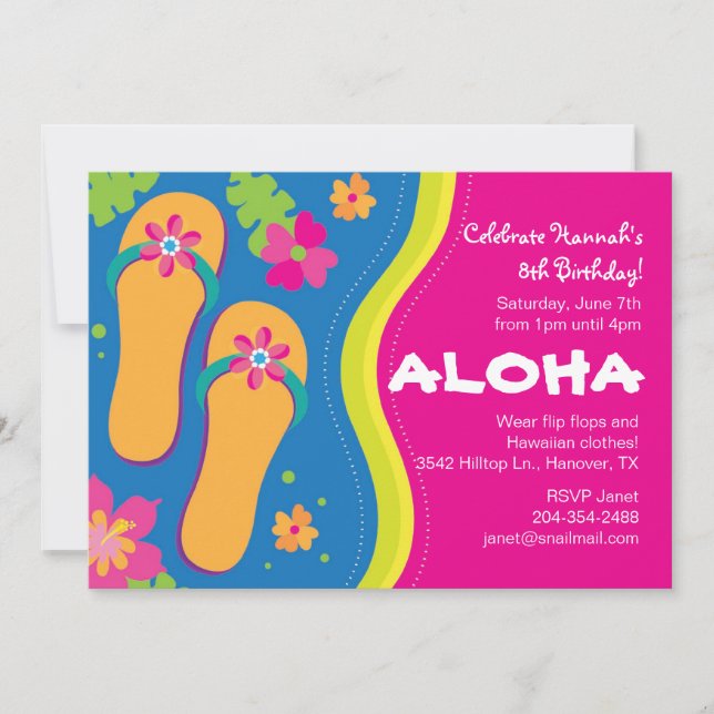 Invitación del Partido Luau de Hawái (Anverso)