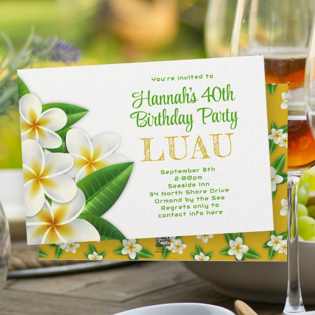 Invitación del Partido Luau Frangipani Hawaiano (Subido por el creador)